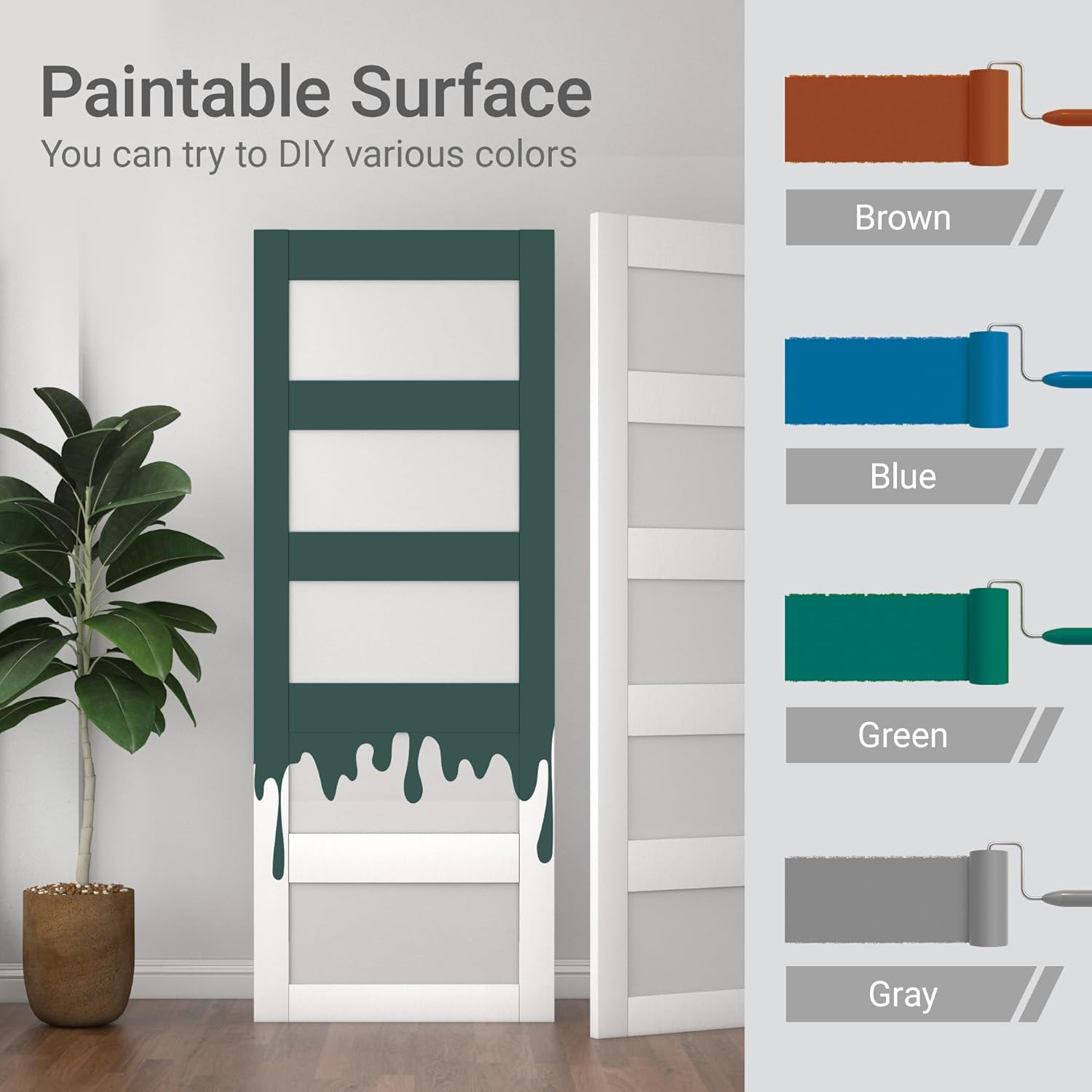 32"x 80" Frosted Glass Slab Door, 5-Panel Interior Doors Solid Wood French Door Slab DIY for Pantry Closet Laundry Bathroom White Pre-Finished Surface