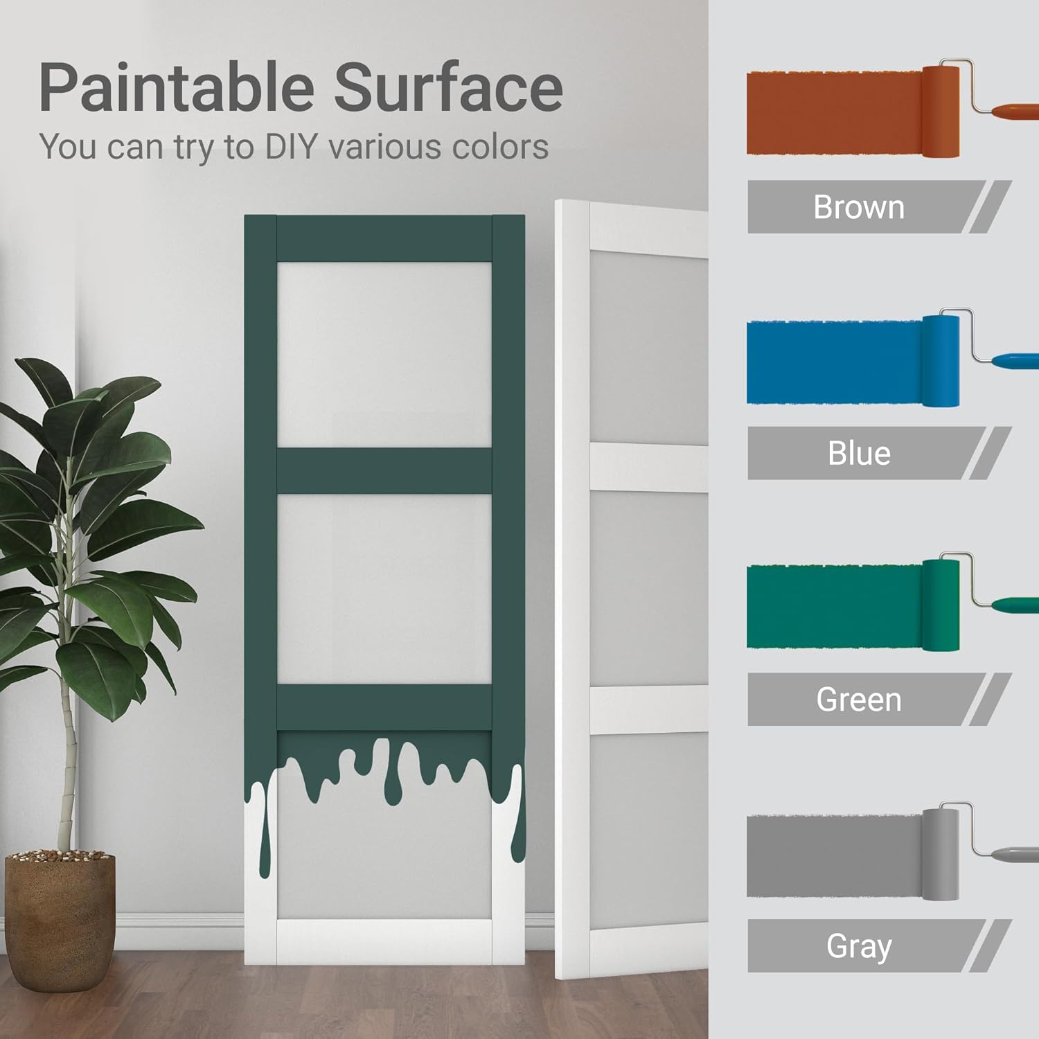 24"x 80" Frosted Glass Slab Door, 3-Panel Interior Doors Solid Wood French Door Slab DIY for Pantry Laundry Bathroom White Pre-Finished Surface