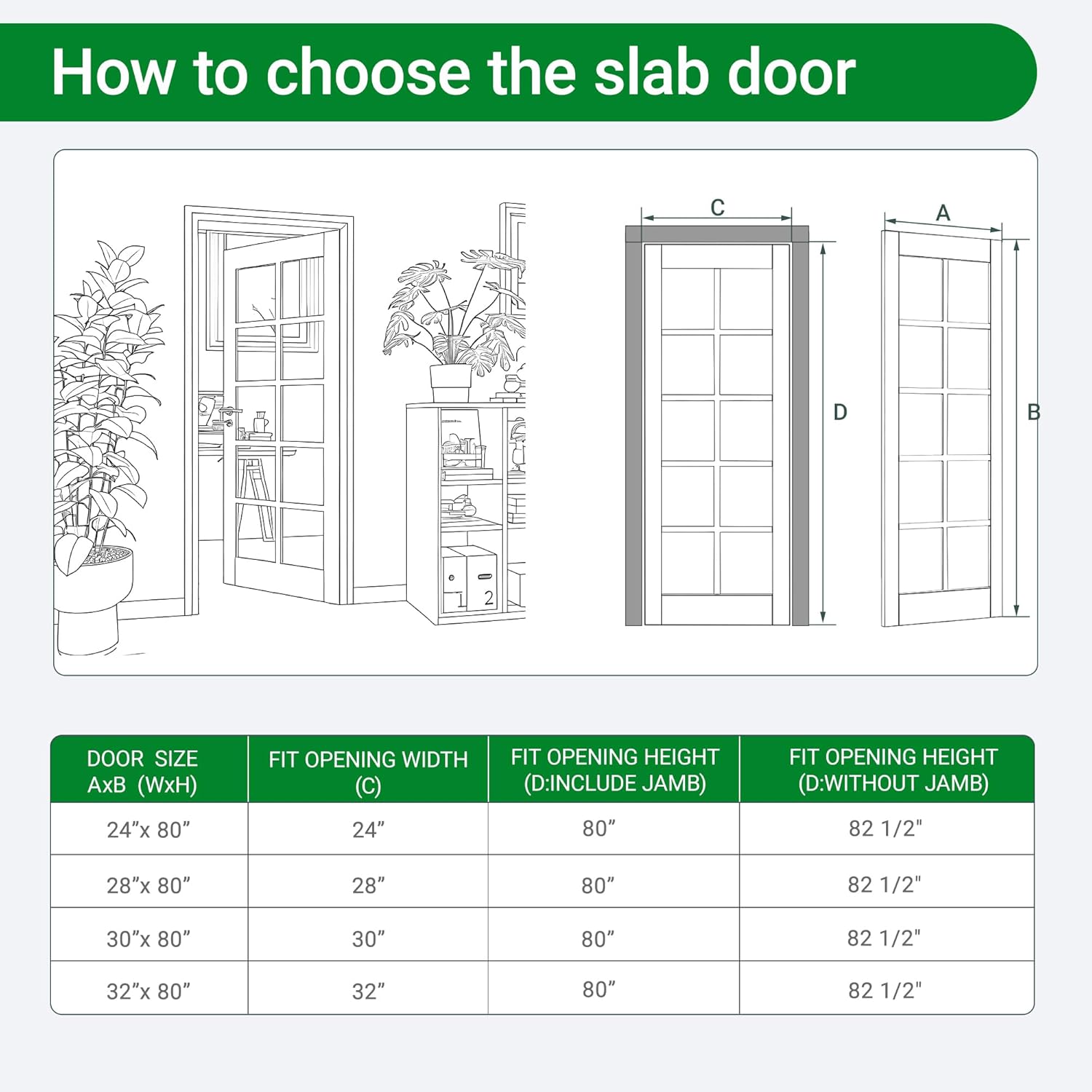 30"x 80" Clear Glass Slab Door, 10-Lite Interior Doors Solid Wood French Door Slab DIY for Pantry Closet Laundry Bathroom White Pre-Finished Surface