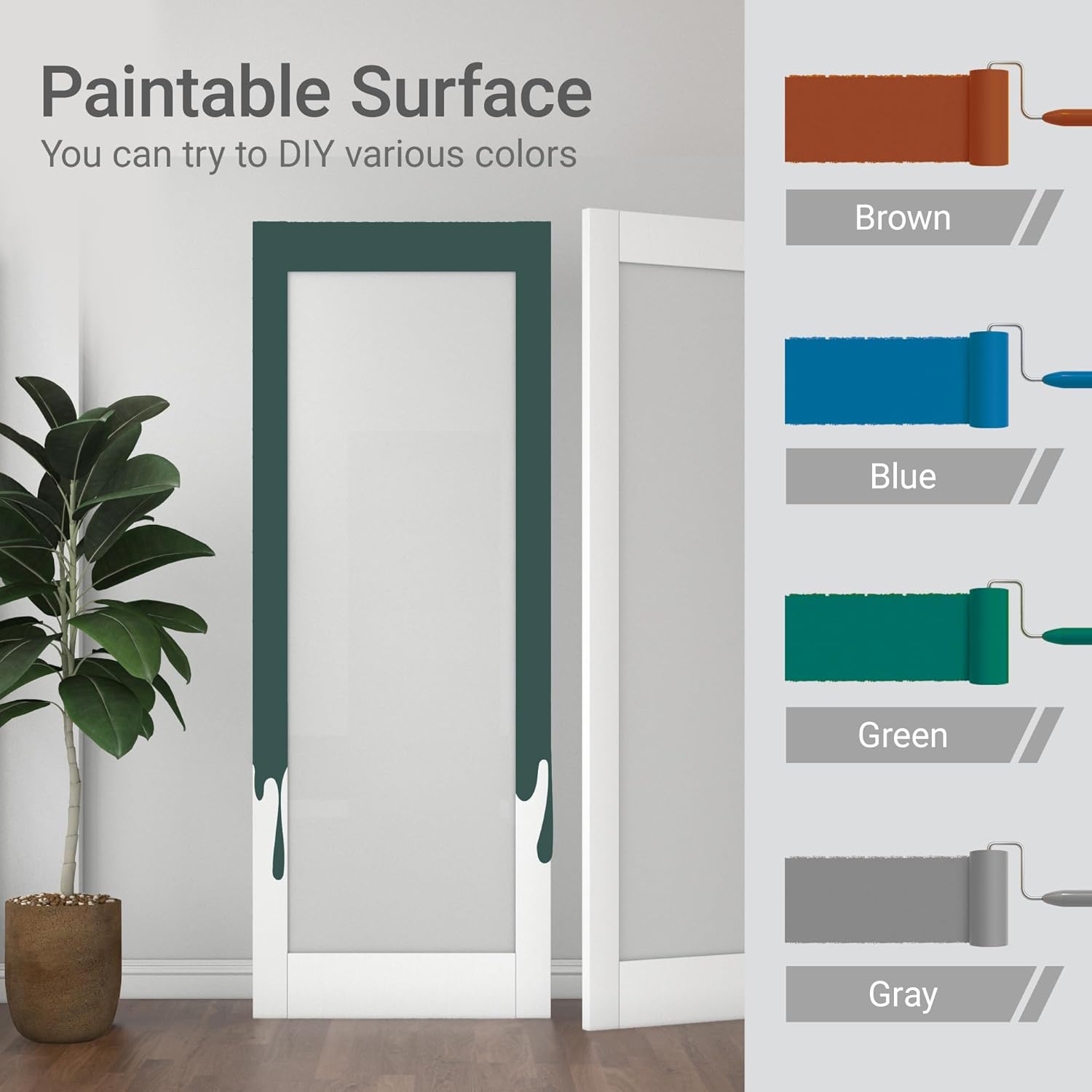 30"x 80" Frosted Glass Slab Door, 1-Panel Interior Doors Solid Wood French Door Slab DIY for Pantry Closet Laundry Bathroom White Pre-Finished Surface