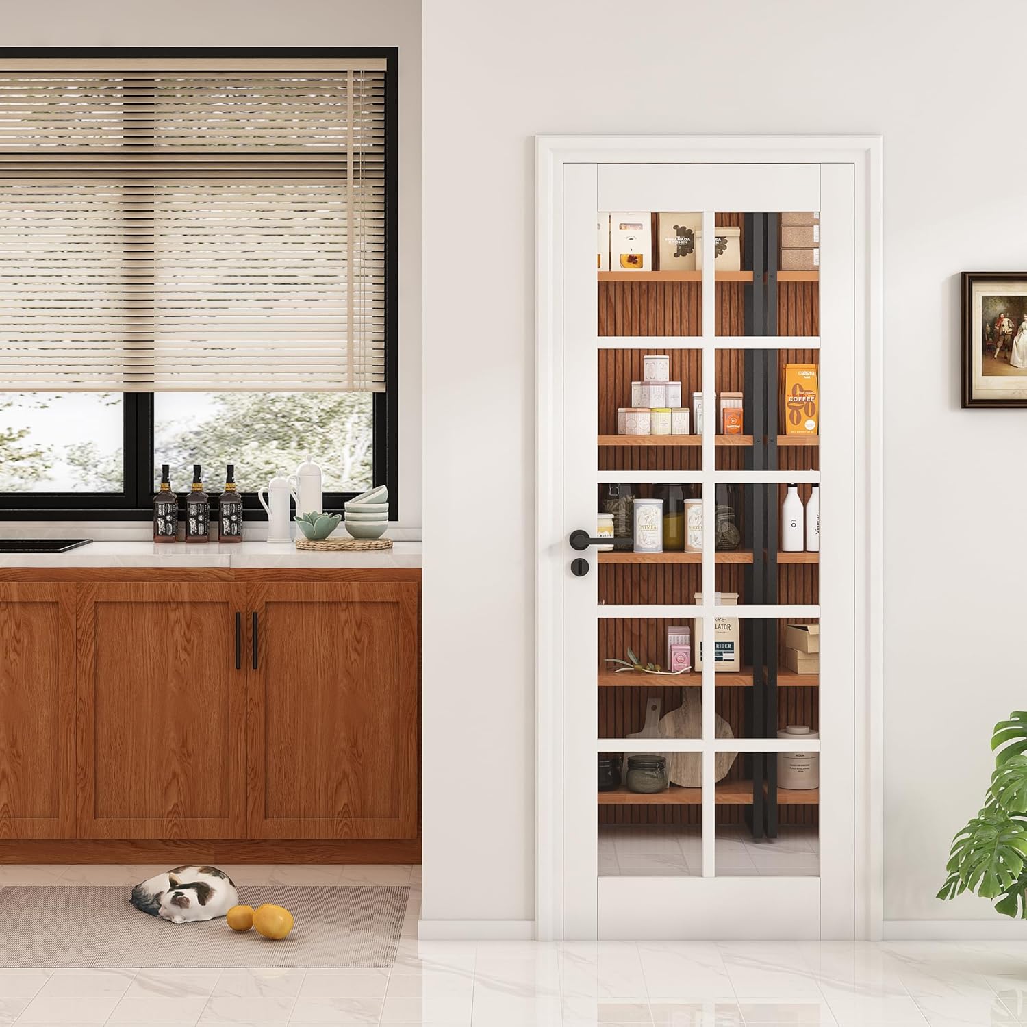 30"x 80" Clear Glass Slab Door, 10-Lite Interior Doors Solid Wood French Door Slab DIY for Pantry Closet Laundry Bathroom White Pre-Finished Surface